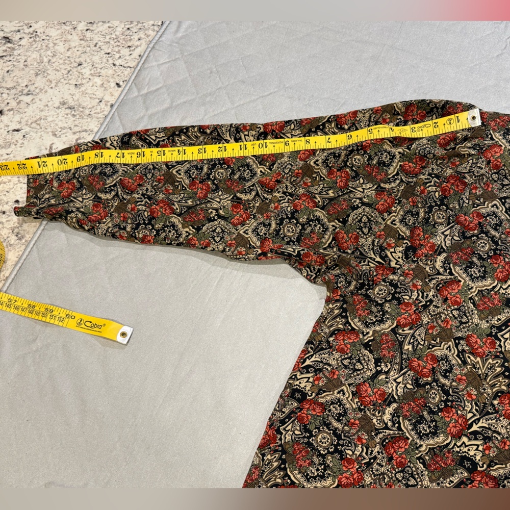 Macaw-Inggo Blouse Vintage Paisley Floral Button Down Blouse Retro Size Medium - Picture 6 of 12